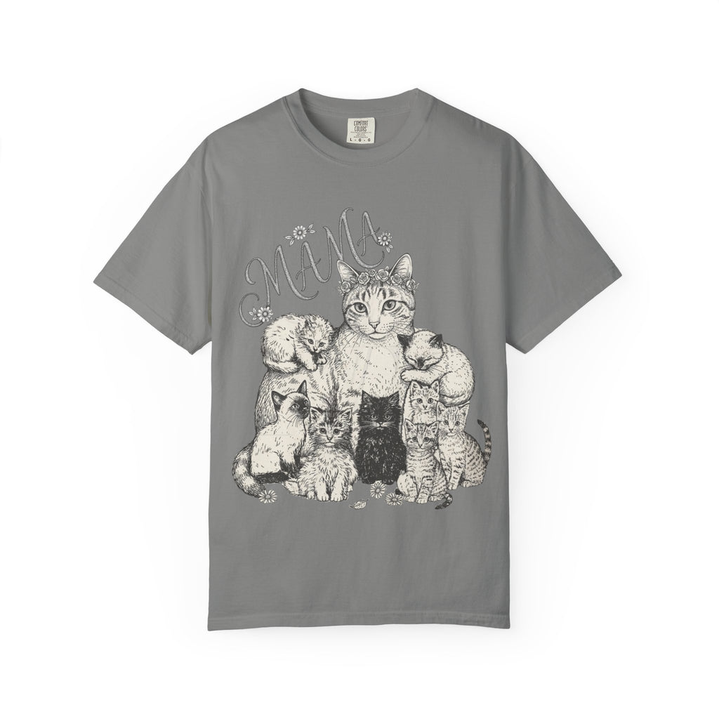 Cat Mama Vintage Graphic T-Shirt - Cat Mama and Kittens Tee