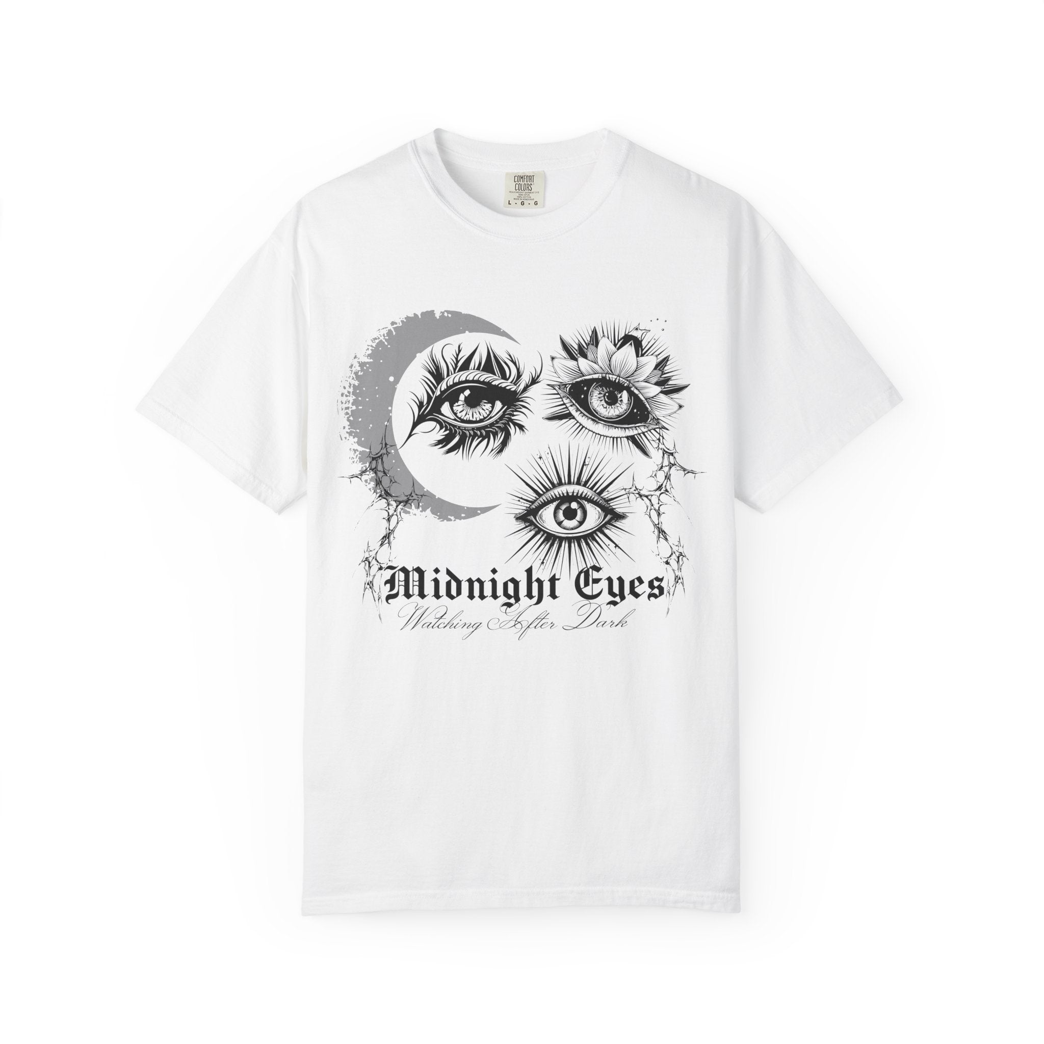 Midnight Eyes Graphic T-Shirt — Moon, Sun & Mystic Eye Illustration