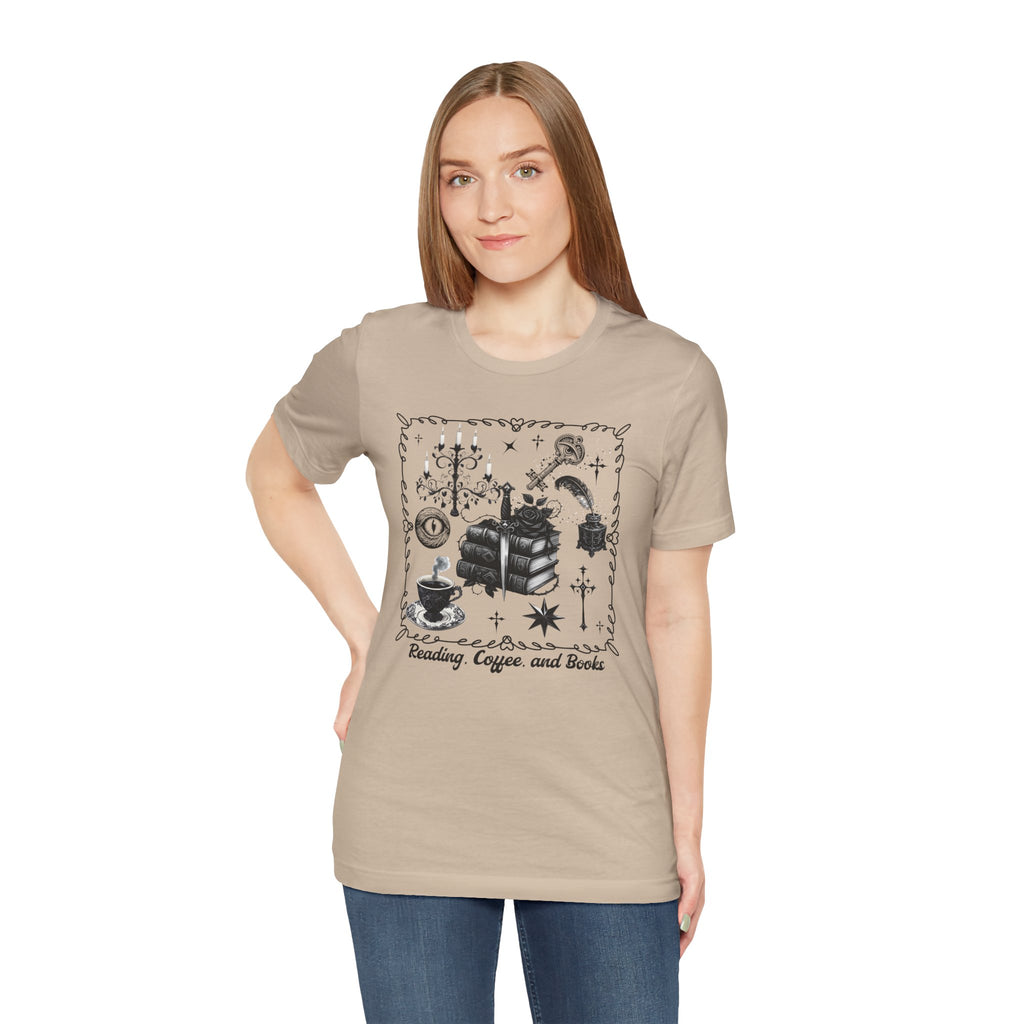 Mystic Reading Tee — "Reading and Mystery Books" Graphic T-Shirt. Midnight Eye