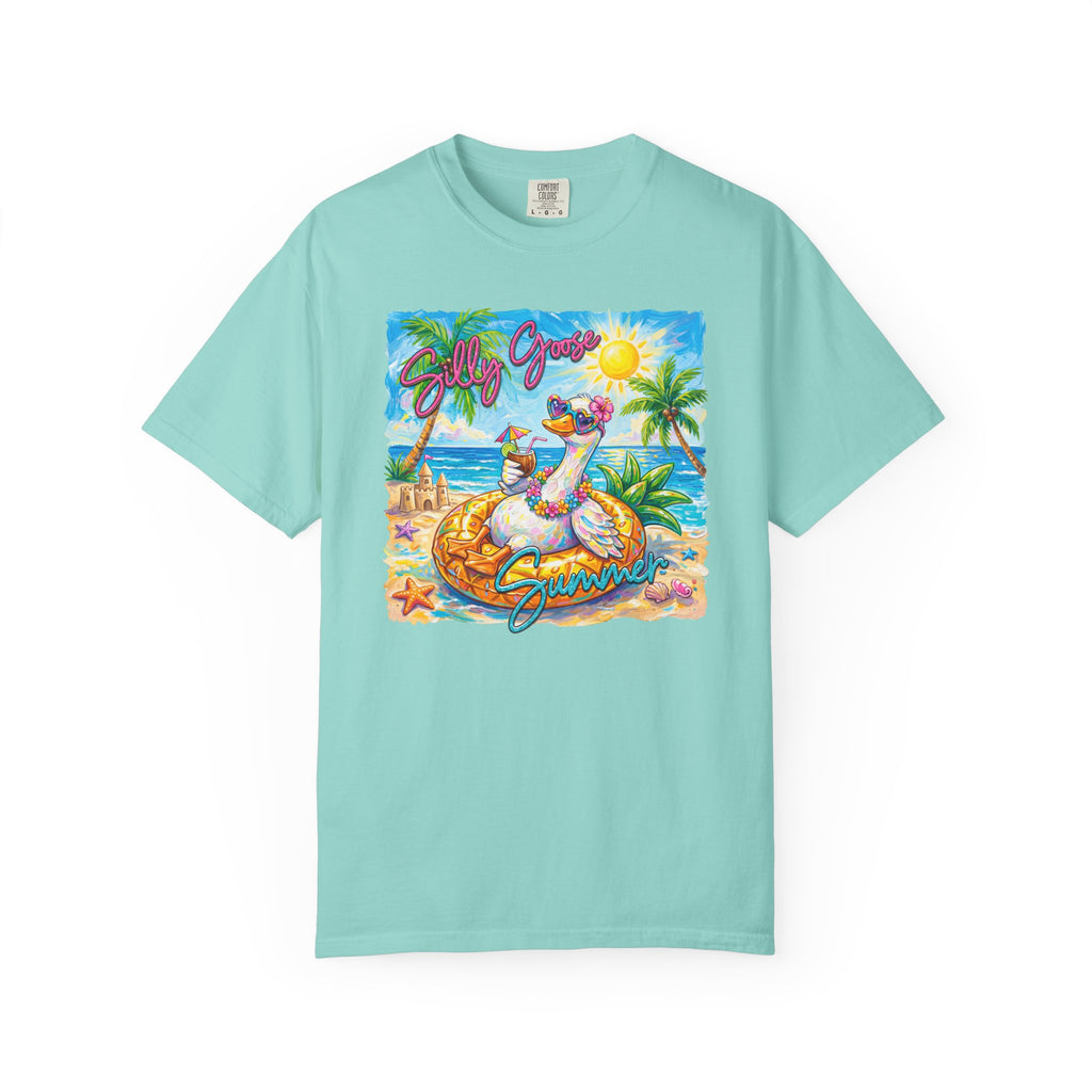 Silly Goose Summer T-Shirt - Colorful Summer Girl Tee - Beach Tee - Tropical T-Shirt - Midnight Eye, LLC