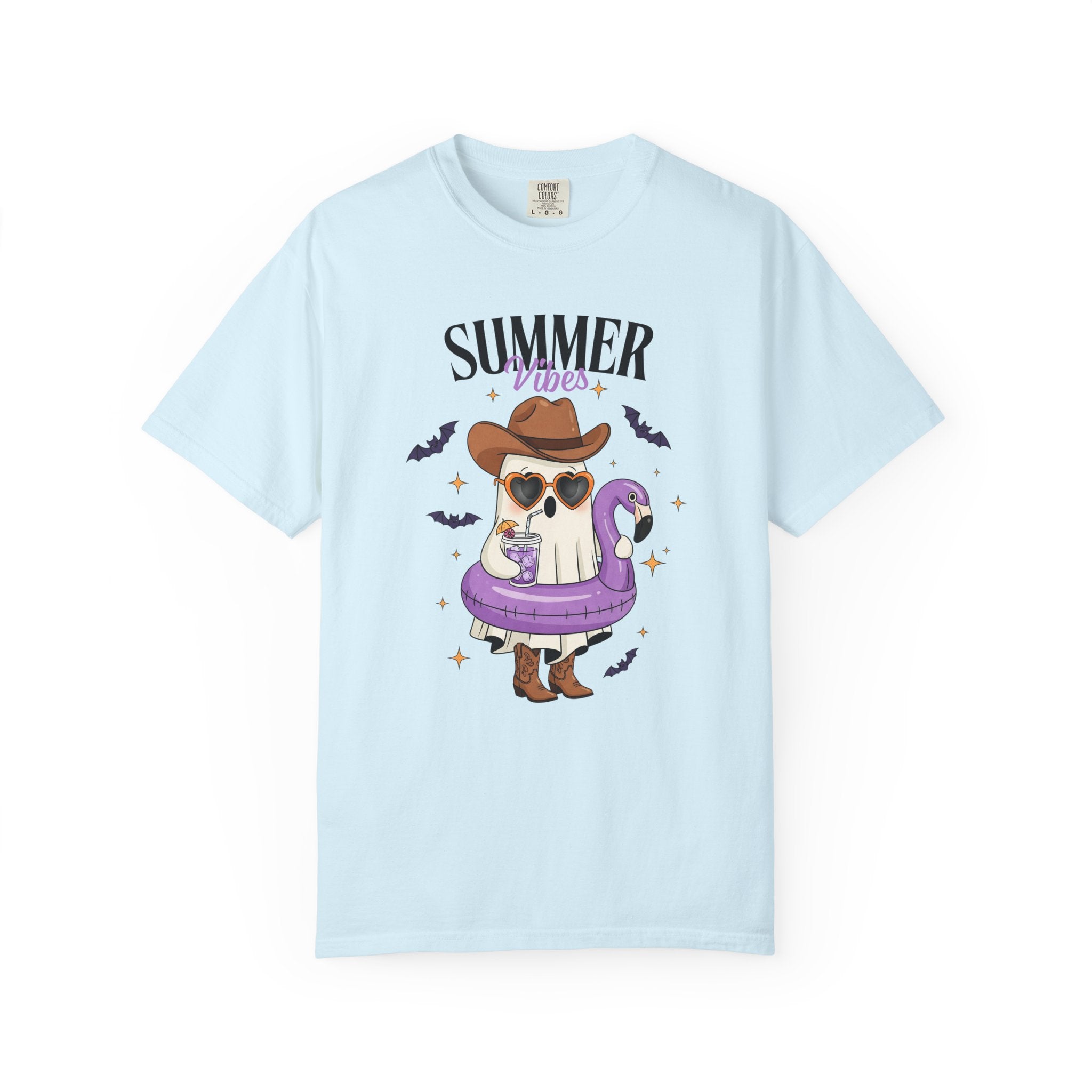 Spooky Summer Ghost T-Shirt — Cute Cowboy Hat & Sunglasses Funny Tee - Midnight Eye, LLC