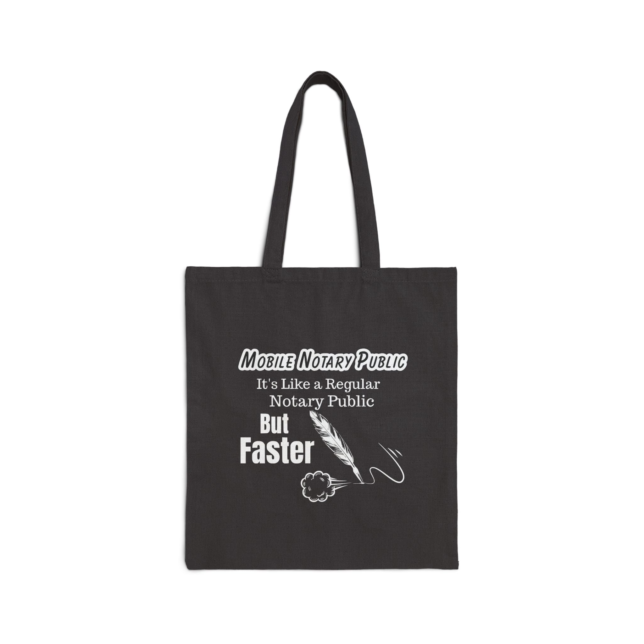 Black tote bag with 'Fruit of the Spirit' text on a white background