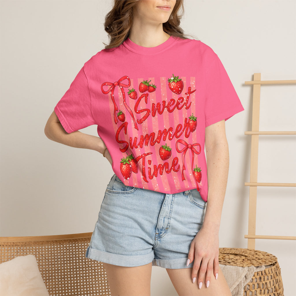 Sweet Summer Time Strawberry Graphic T-Shirt - Cute Summer T-Shirt - Fruit Tee. Midnight Eye, LLC 