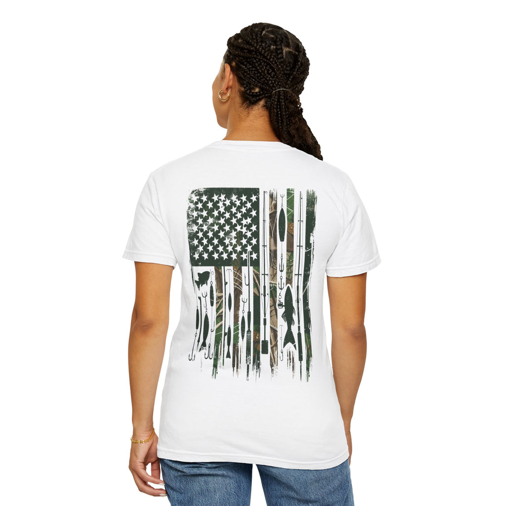 Fishing Flag T-Shirt — "Life is Better Fishing" Graphic Tee - Patriotic Tee - Father's Day T-Shirt - Midnight Eye, LLC