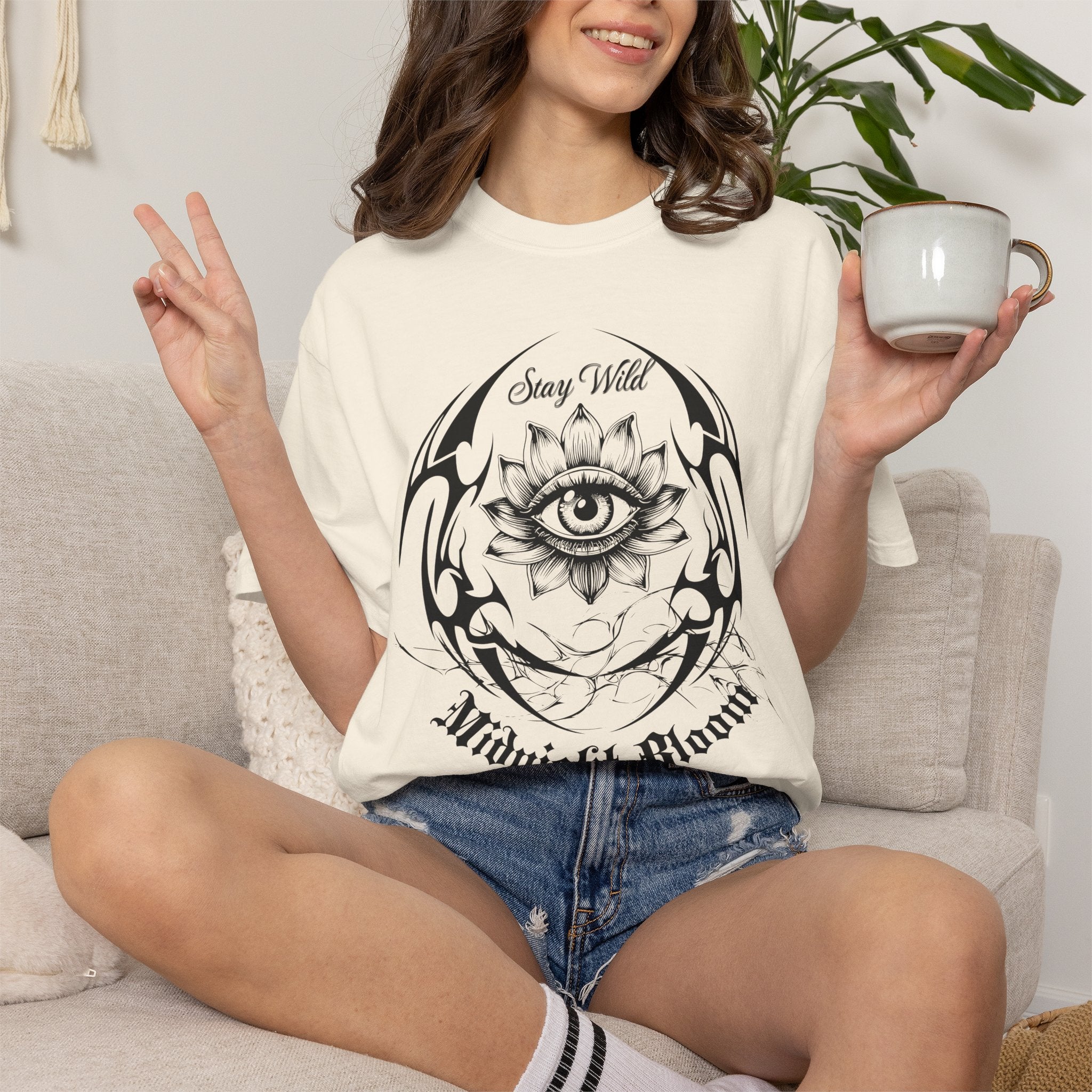 Lotus Eye Graphic T-Shirt — Cybergoth / Cyberpunk Floral Tee. Midnight Eye, LLC