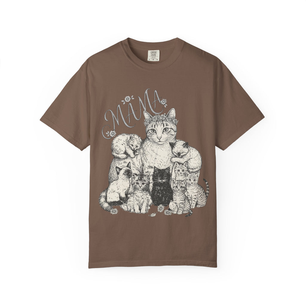 Cat Mama Vintage Graphic T-Shirt - Cat Mama and Kittens Tee
