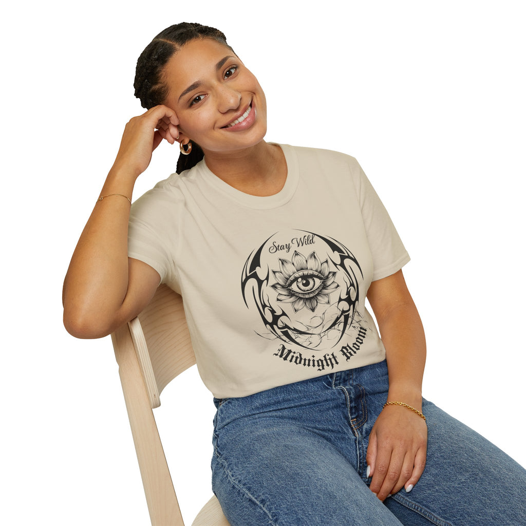 Midnight Eye Graphic T-Shirt — Mystical Lotus All - Seeing Eye Tee - Streetwear T-Shirt - Midnight Eye, LLC