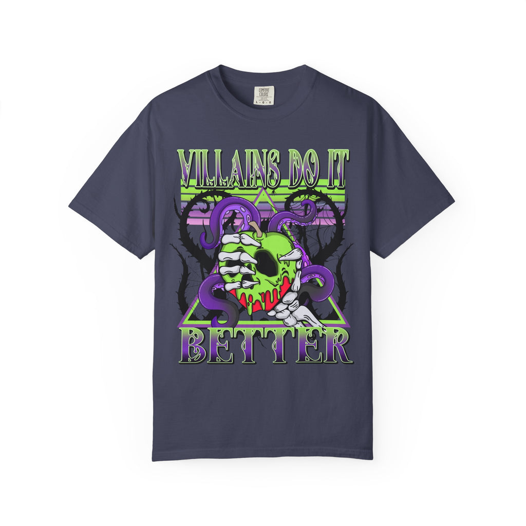 Villains Do It Better Graphic T-Shirt — Neon Monster Skull Tee. Midnight Eye, LLC