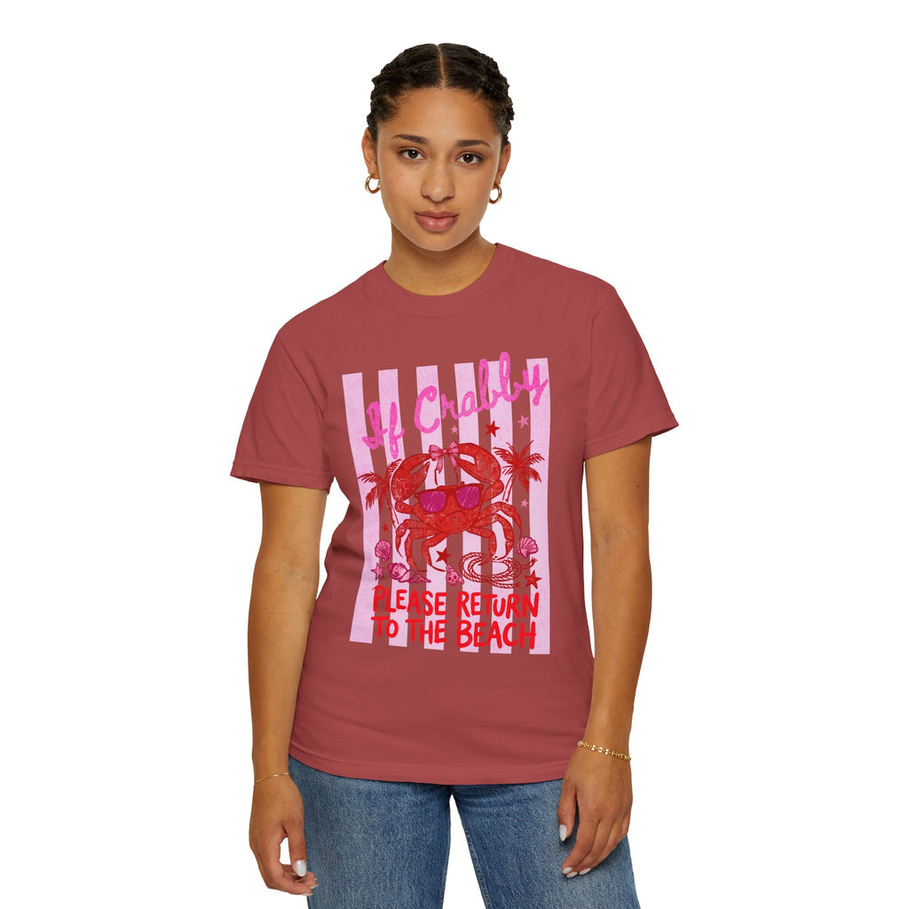 Funny Crab Beach Shirt - If Crabby, Please Return to the Beach. Summer Funny Tee - Midnight Eye, LLC