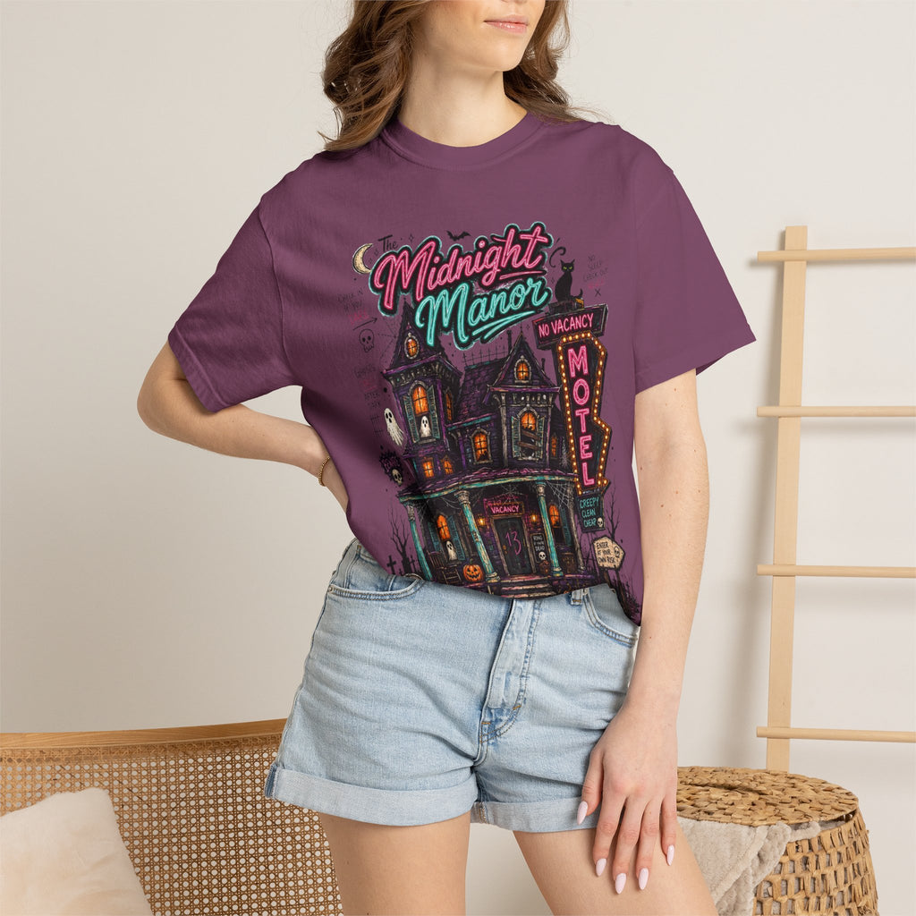 Midnight Manor Motel T-Shirt — Haunted House Horror Tee. Midnight Eye, LLC