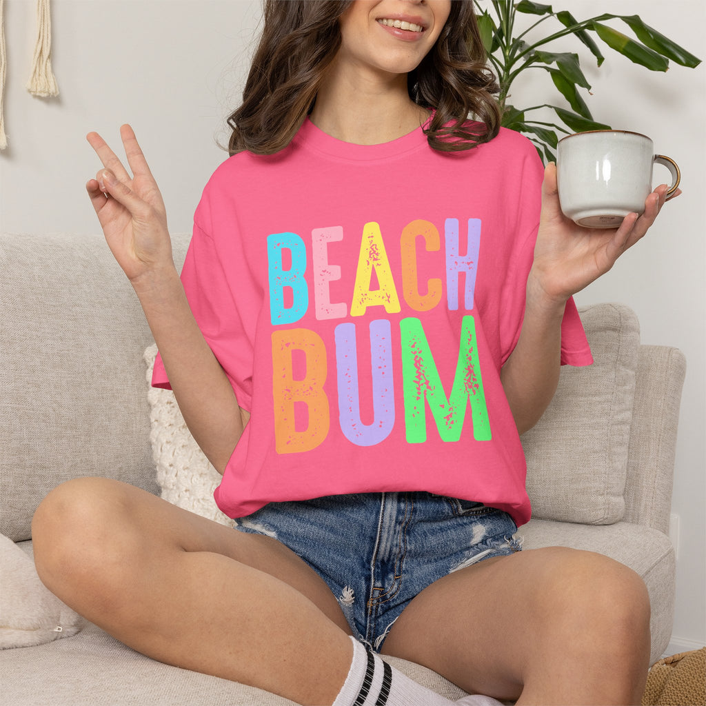 Beach Bum Summer T-Shirt — Bright Colorful Beach Tee - Midnight Eye, LLC
