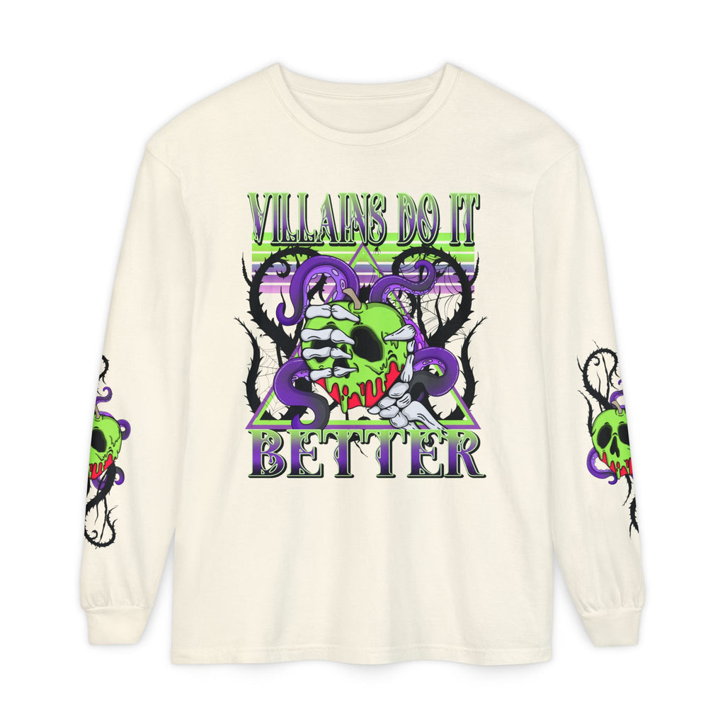 Villains Do It Better Long Sleeve Tee - Halloween Villains Graphic T-Shirt. Midnight Eye, LLC