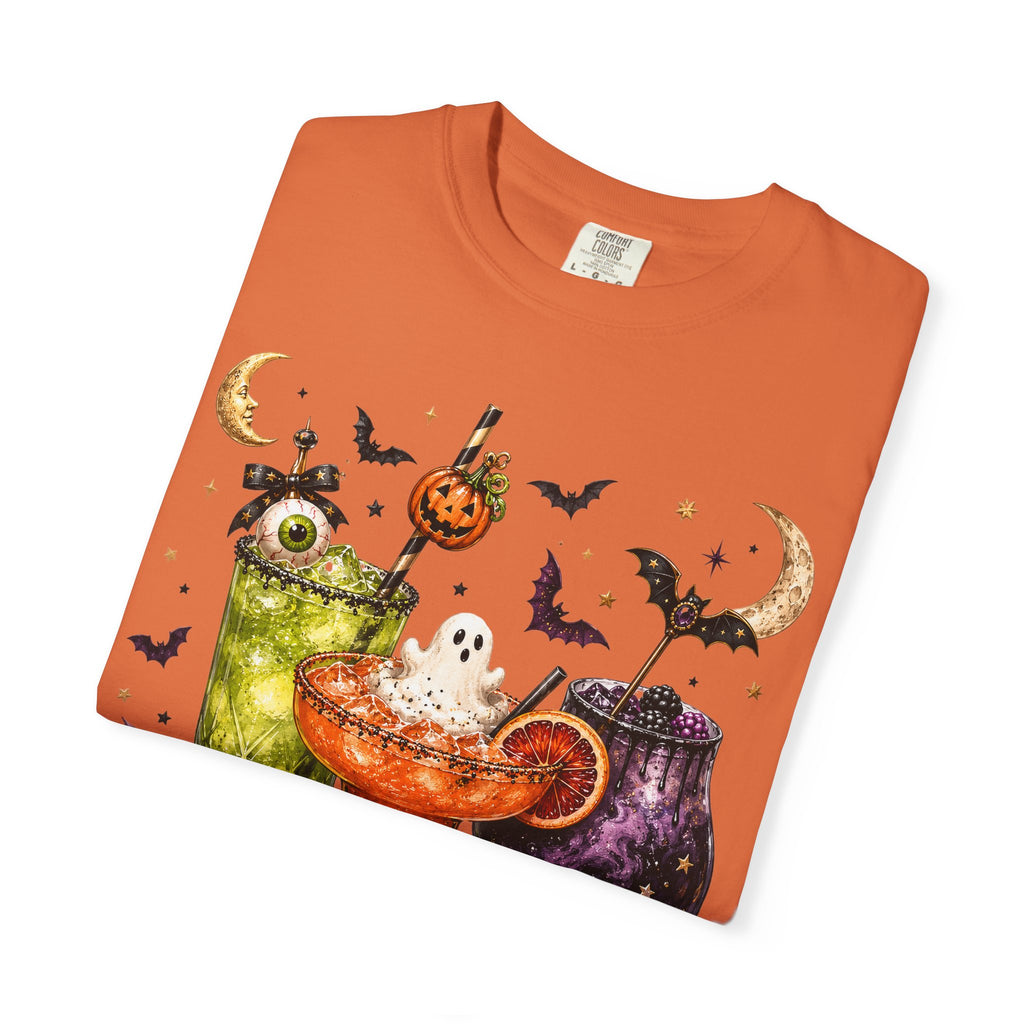 Halloween Cocktail T-Shirt — Spooky Drinks, Cute Bats & Pumpkins. Midnight Eye, LLC