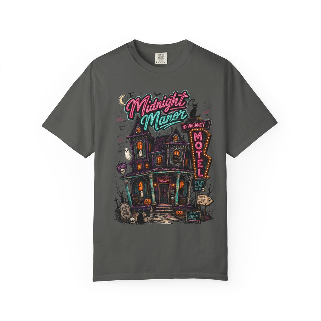 Midnight Manor Motel T-Shirt — Haunted House Horror Tee. Midnight Eye, LLC