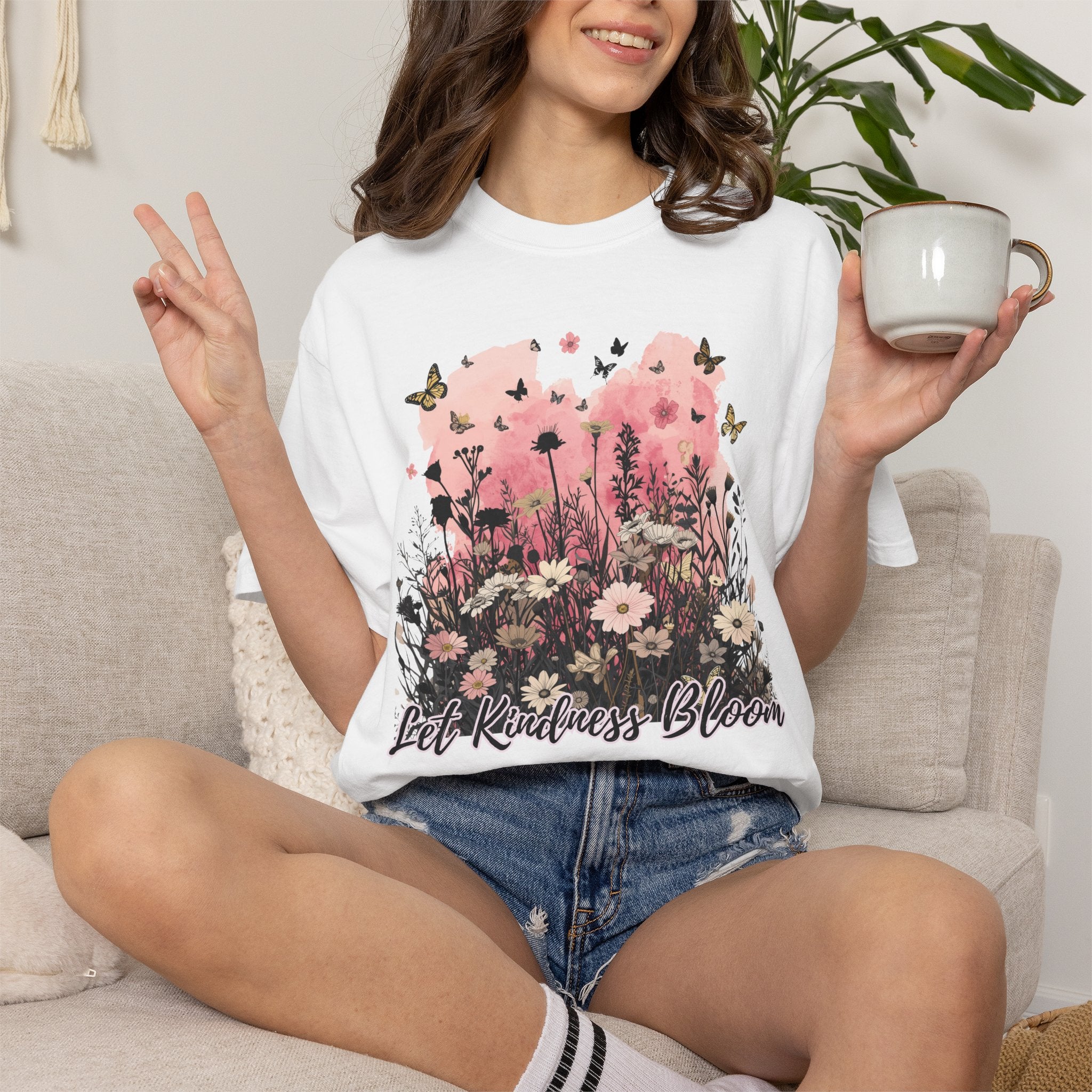 Let Kindness Bloom T-Shirt — Floral Garden Graphic Tee - Cute Motivational T-Shirt. Midnight Eye, LLC