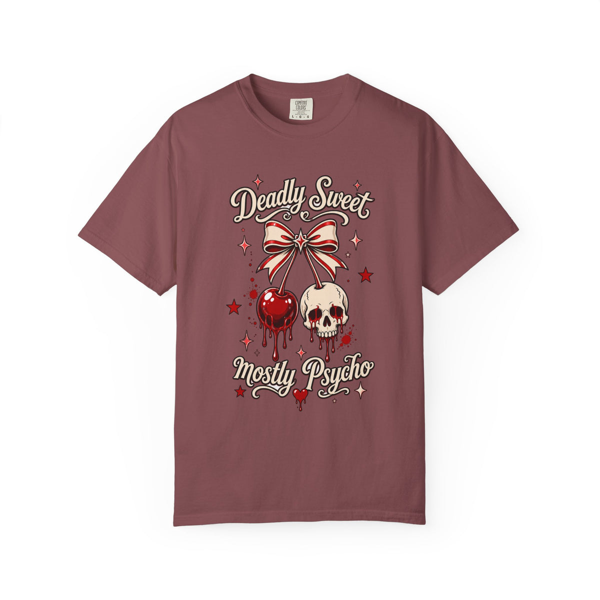 Deadly Sweet Mostly Psycho Graphic T-Shirt - Retro Tee. Midnight Eye, LLC