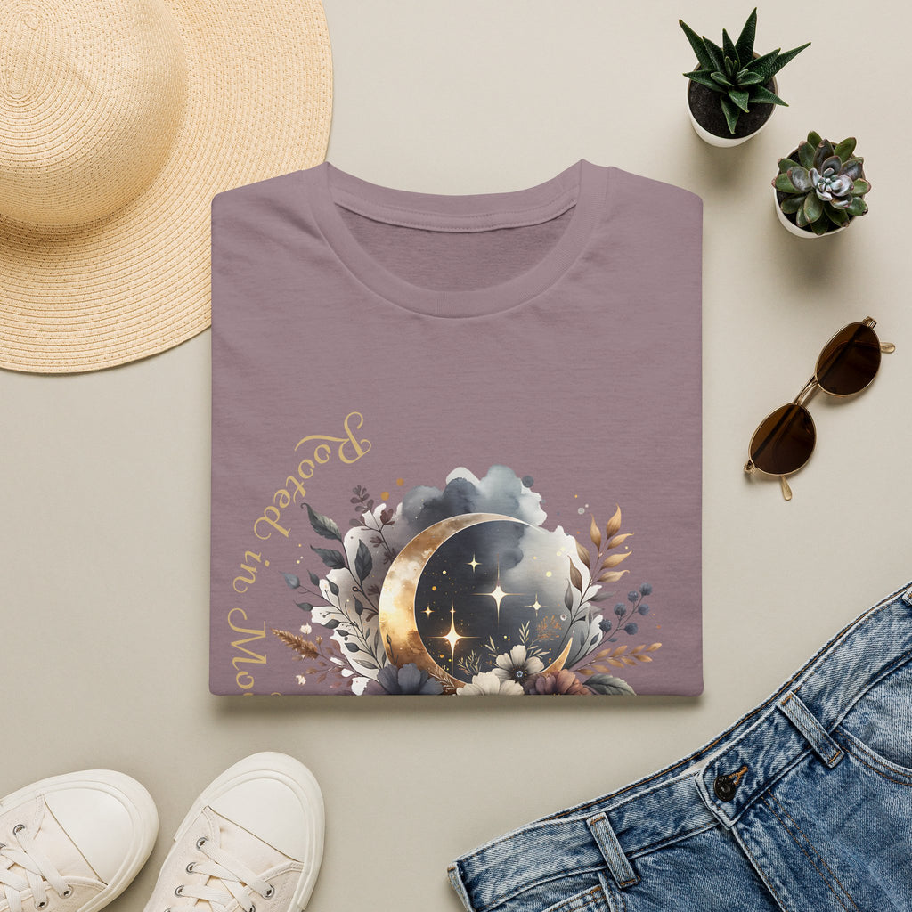 Moonlight Floral T-Shirt — 'Rooted in Moonlight' Celestial Floral Graphic Tee - Mystical Tee - Midnight Eye, LLC