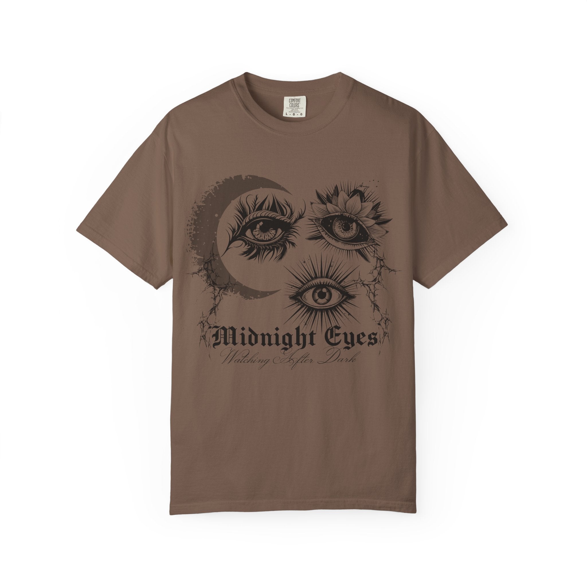 Midnight Eyes Graphic T-Shirt — Moon & Floral Eye Illustration