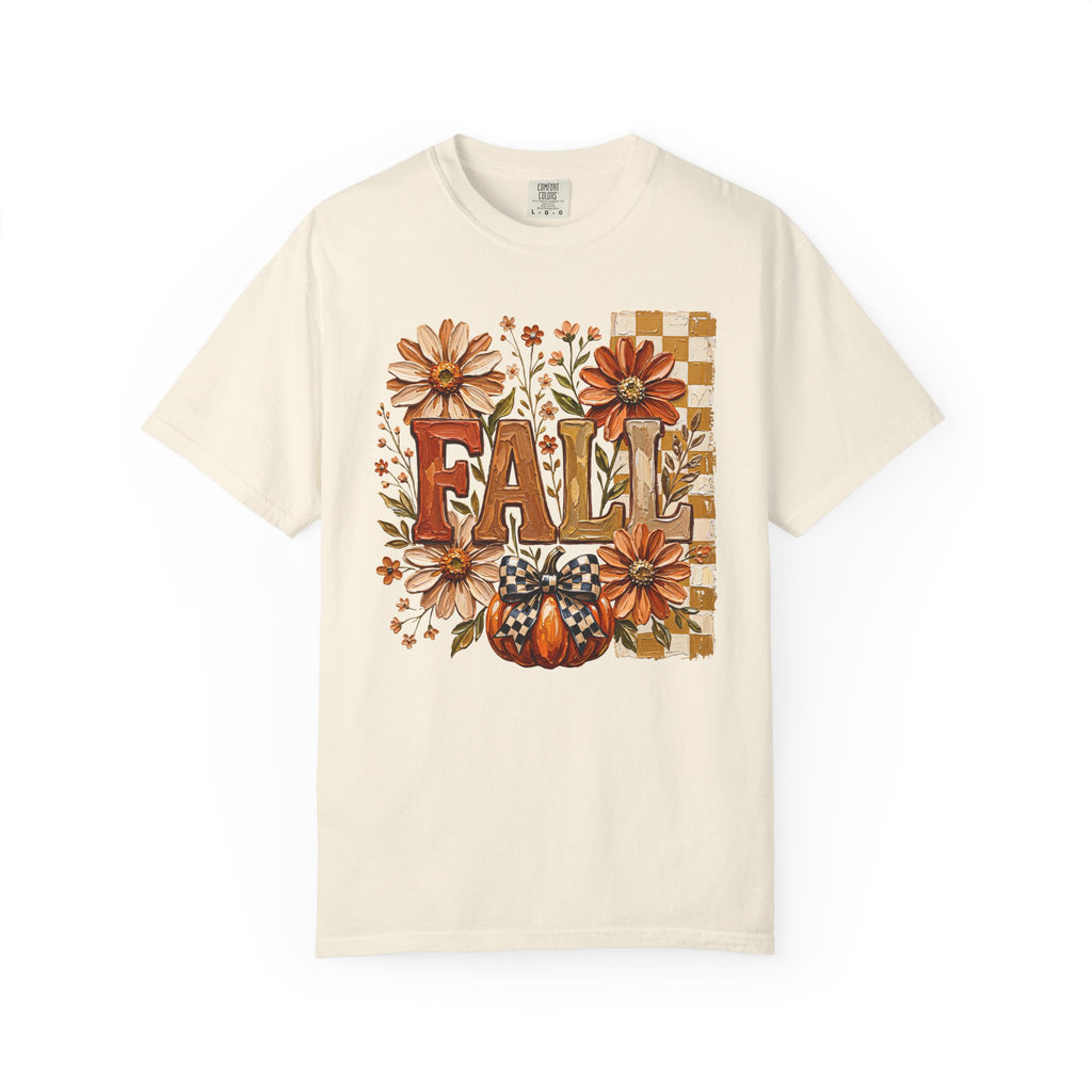 Fall Floral Pumpkin T-Shirt — Rustic Autumn Graphic Tee. Midnight Eye, LLC
