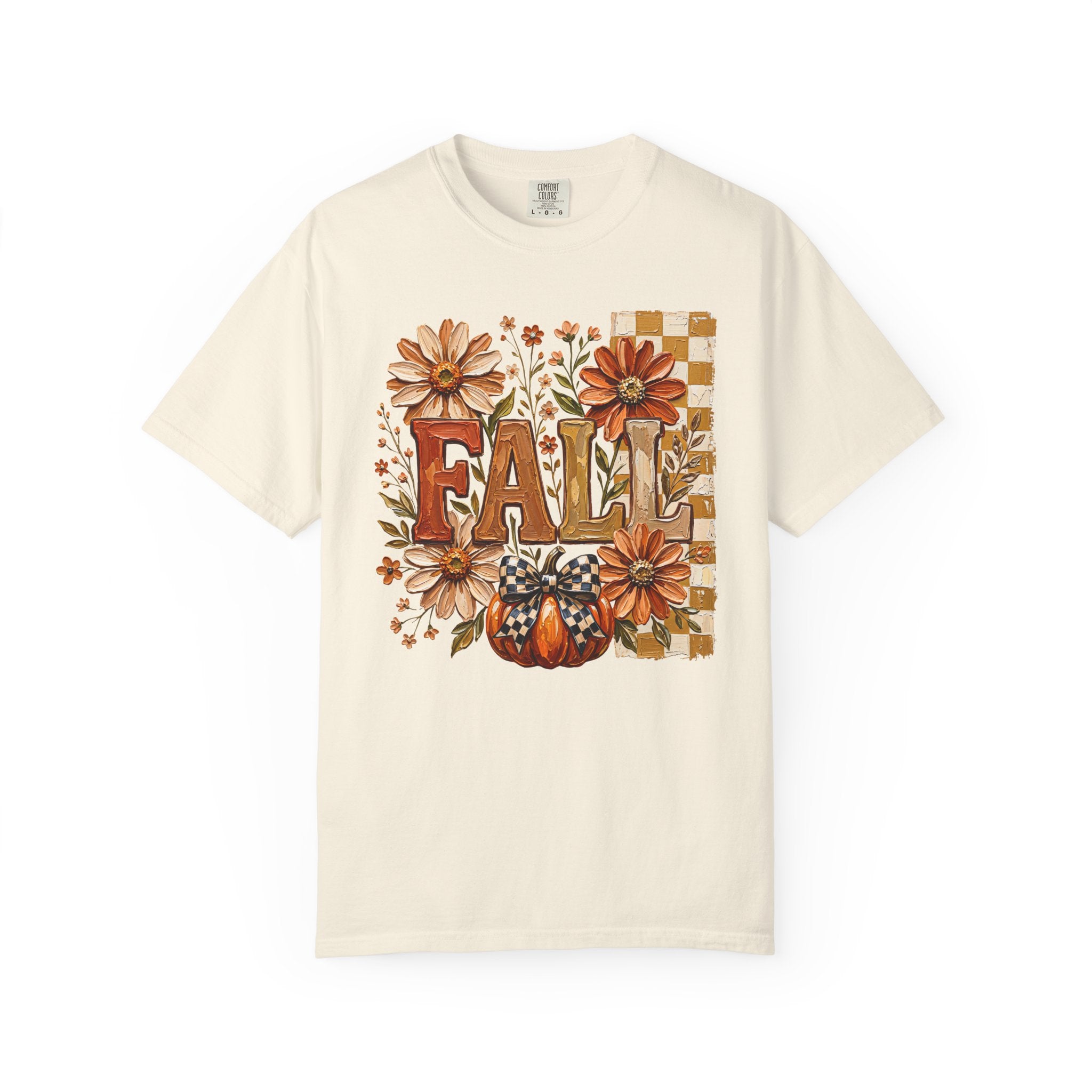 Fall Floral Pumpkin T-Shirt — Rustic Autumn Graphic Tee. Midnight Eye, LLC