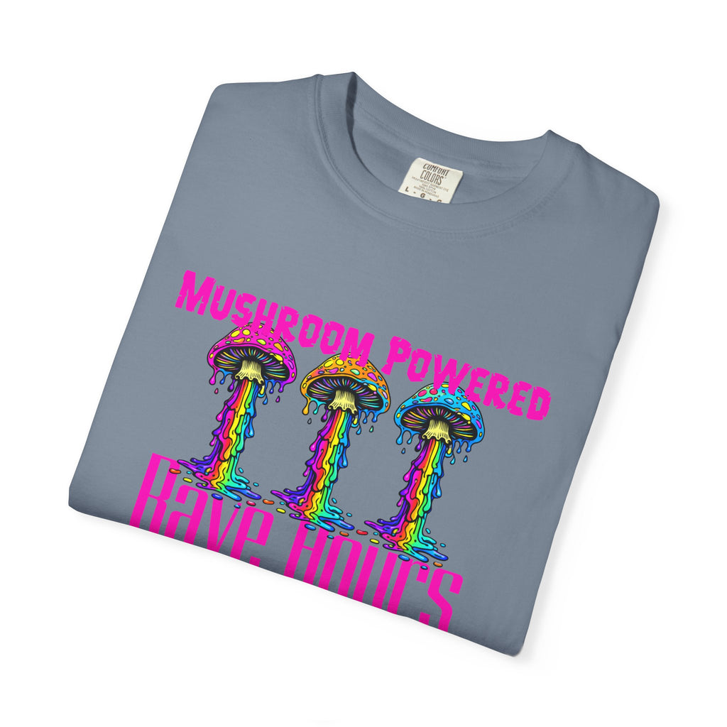 Rave Mushroom T-Shirt — “Mushroom Powered” Psychedelic Festival Tee - Midnight Eye, LLC