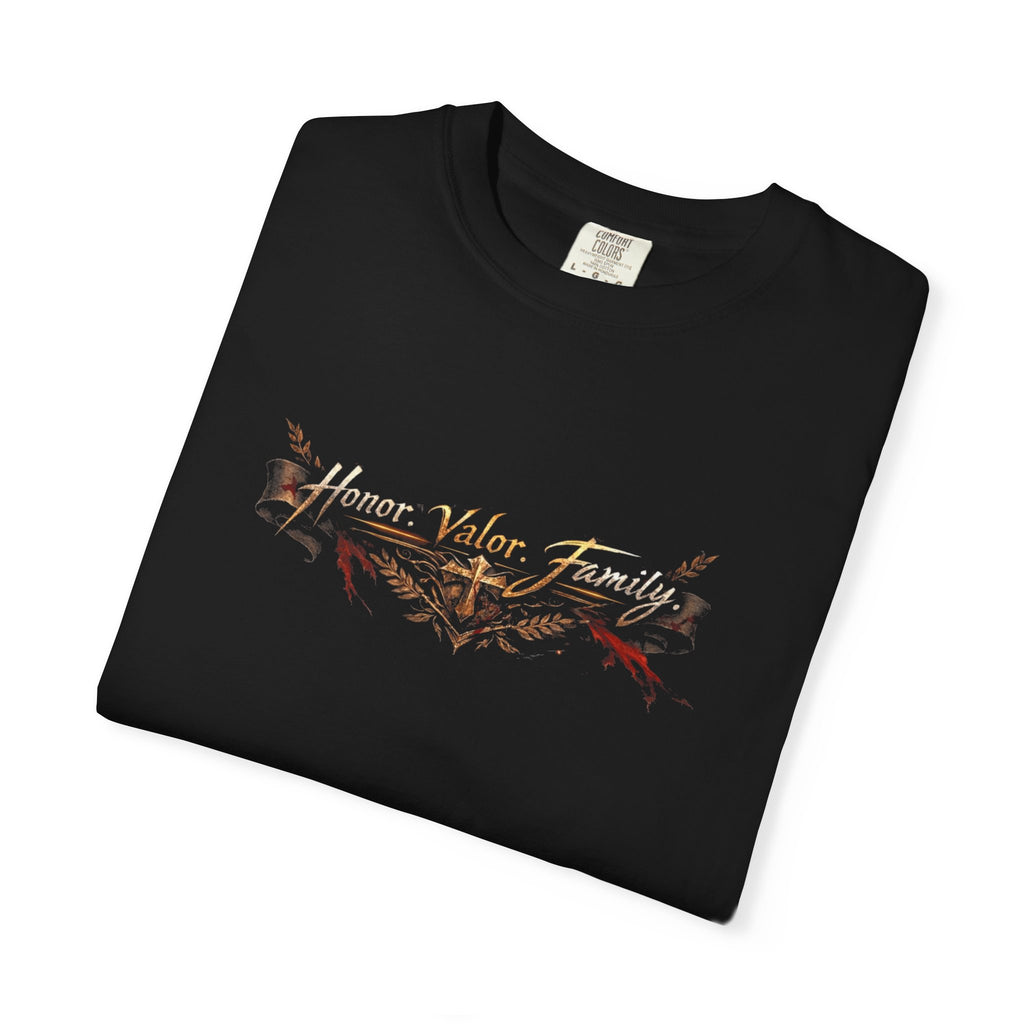 Knight Armor T-Shirt — "Honor. Valor. Family." Medieval T-Shirt - Family Inspirational Tee - Midnight Eye, LLC