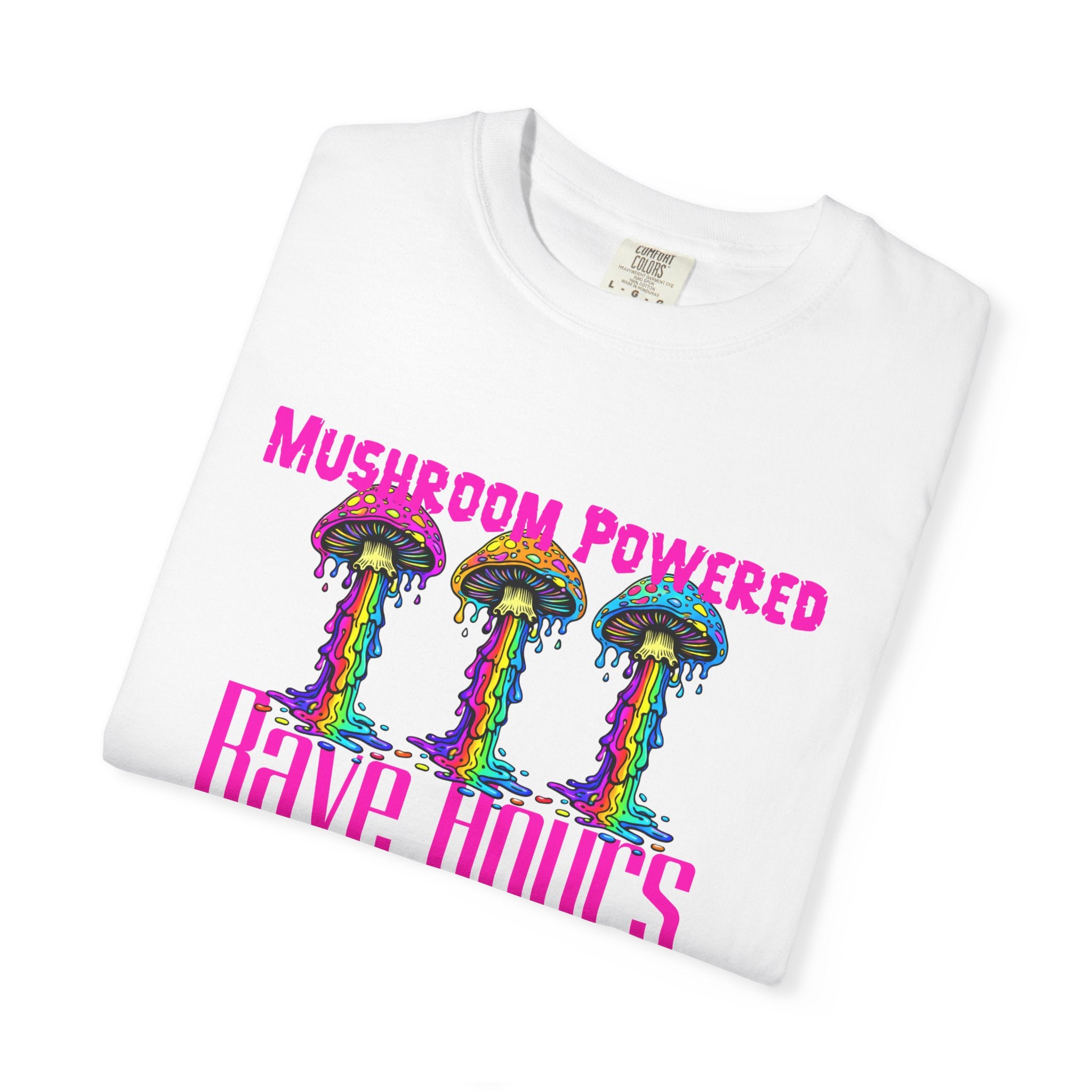 Rave Mushroom T-Shirt — “Mushroom Powered” Psychedelic Festival Tee - Midnight Eye, LLC