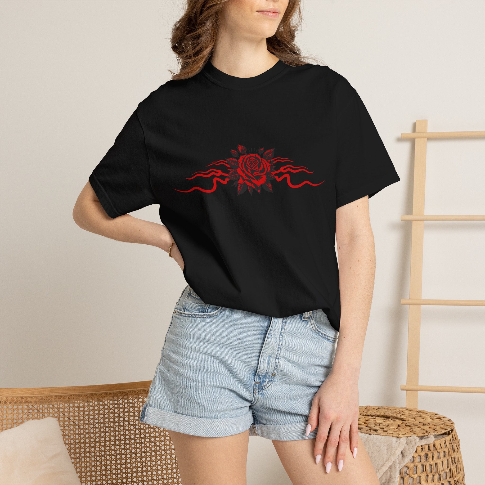 Winged-Eye Graphic Tee — Third Eye Rock Band Shirt - Streetwear Tee - Gothic Red Rose T-Shirt. Midnight Eye, LLC