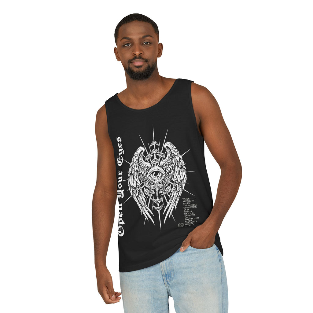Mystic Winged Eye Tank Top — "Open Your Eyes" Gothic Graphic Tank. Midnight Eye, LLC
