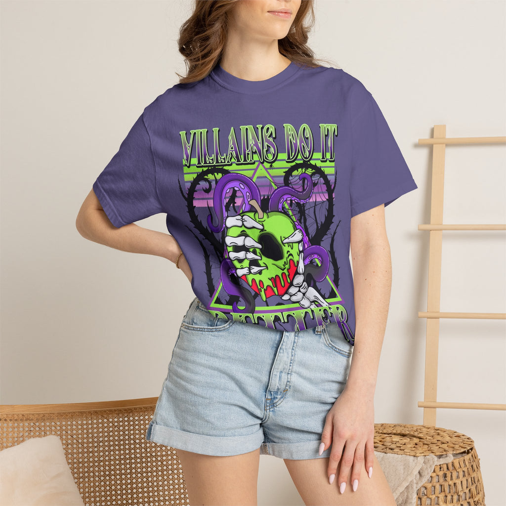 Villains Do It Better Graphic T-Shirt — Neon Monster Skull Tee. Midnight Eye, LLC