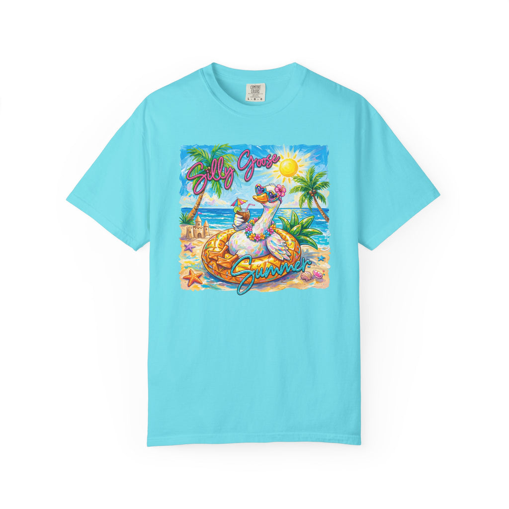 Silly Goose Summer T-Shirt - Colorful Summer Girl Tee - Beach Tee - Tropical T-Shirt - Midnight Eye, LLC