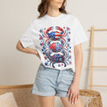 Patriotic Crab T-Shirt — Red White Blue Fourth of July Tee - Faux Brushstroke Graphic Tee