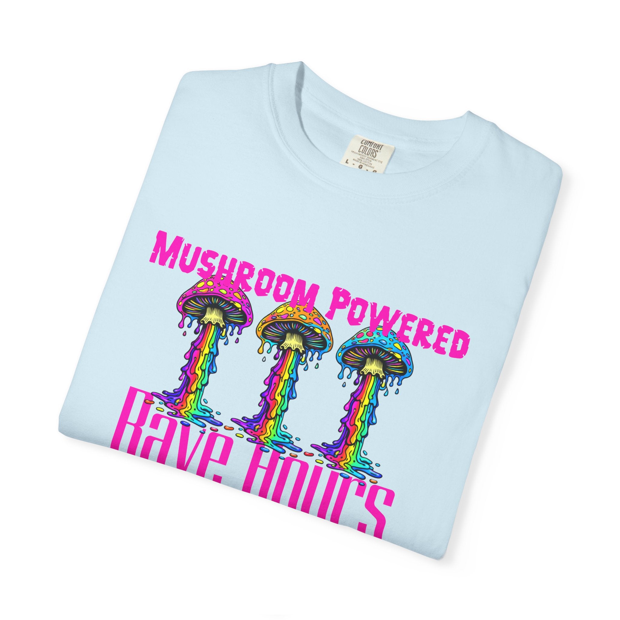 Rave Mushroom T-Shirt — “Mushroom Powered” Psychedelic Festival Tee - Midnight Eye, LLC