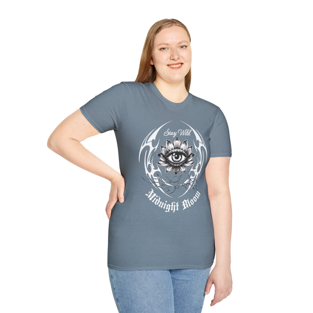 Stay Wild Midnight Moon T-Shirt — Mystical Lotus Eye Graphic Tee - Goth Tee- Dark Aesthetic T-Shirt