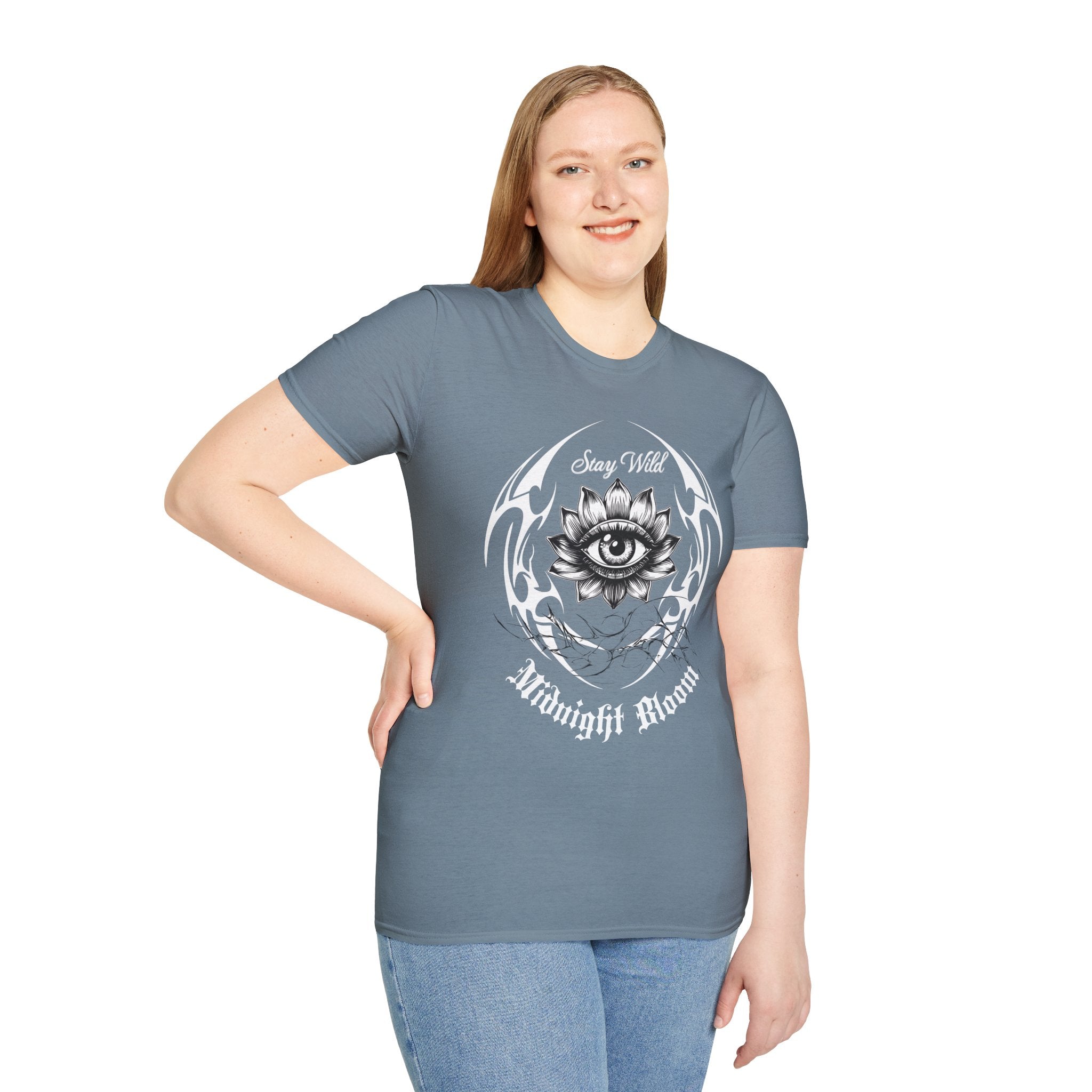 Stay Wild Midnight Moon T-Shirt — Mystical Lotus Eye Graphic Tee - Goth Tee- Dark Aesthetic T-Shirt