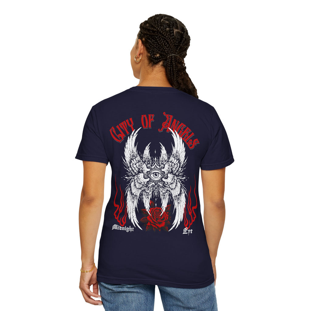 Winged-Eye Graphic Tee — Third Eye Rock Band Shirt - Streetwear Tee - Gothic Red Rose T-Shirt. Midnight Eye, LLC