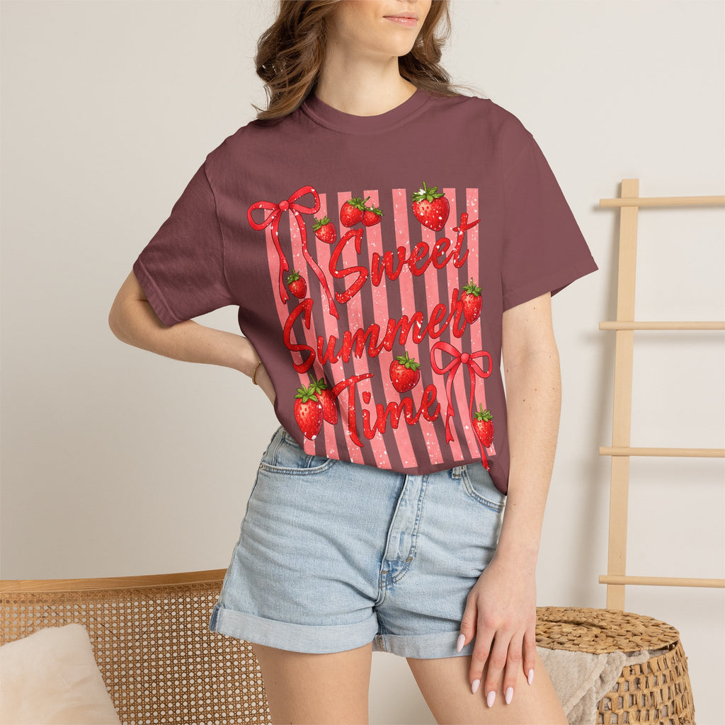 Sweet Summer Time Strawberry Graphic T-Shirt - Cute Summer T-Shirt - Fruit Tee. Midnight Eye, LLC 