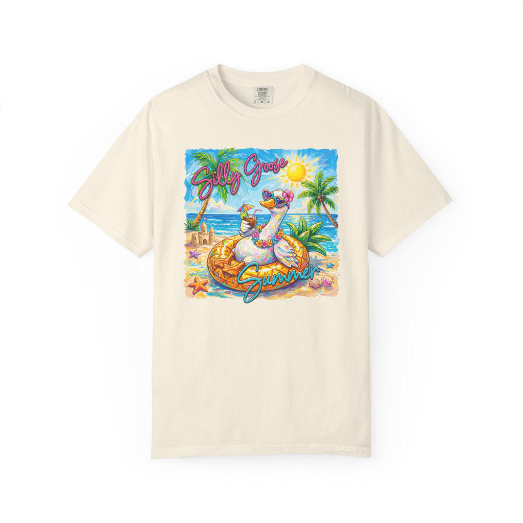 Silly Goose Summer T-Shirt - Colorful Summer Girl Tee - Beach Tee - Tropical T-Shirt - Midnight Eye, LLC