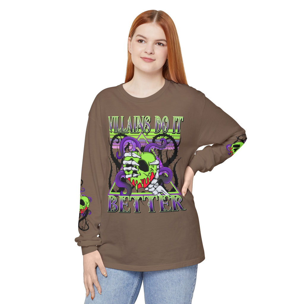 Villains Do It Better Long Sleeve Tee - Halloween Villains Graphic T-Shirt. Midnight Eye, LLC