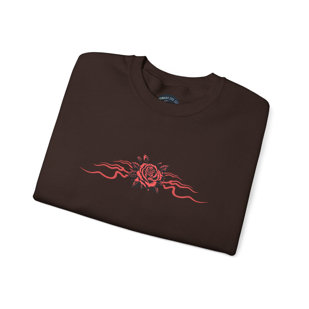 Gothic Winged Eye & Rose Graphic Sweatshirt - Rose and Wings Sweatshirt - Occult and Dark Aesthetic - Midnight Eye, LLC