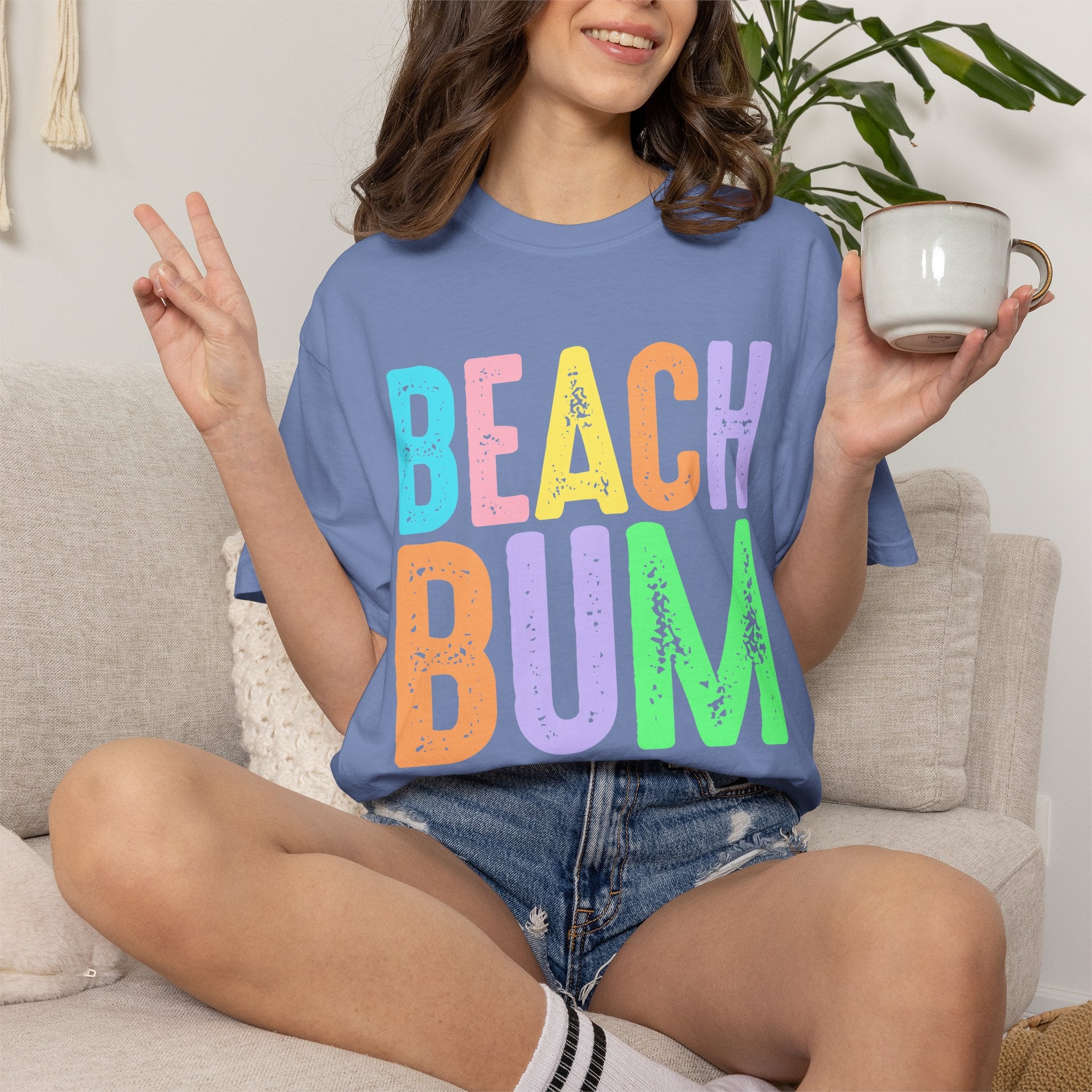 Beach Bum Summer T-Shirt — Bright Colorful Beach Tee. Midnight Eye, LLC