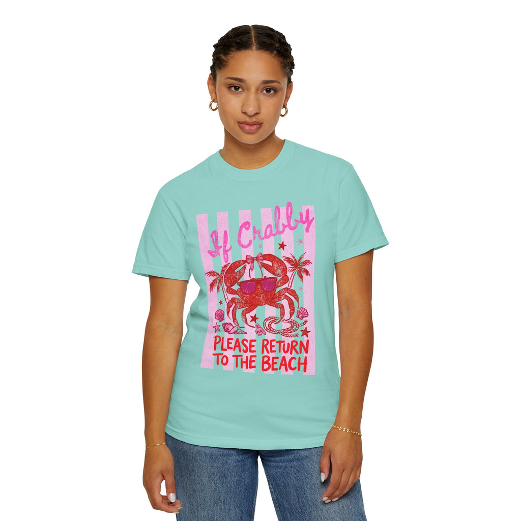 Funny Crab Beach Shirt - If Crabby, Please Return to the Beach. Summer Funny Tee - Midnight Eye, LLC