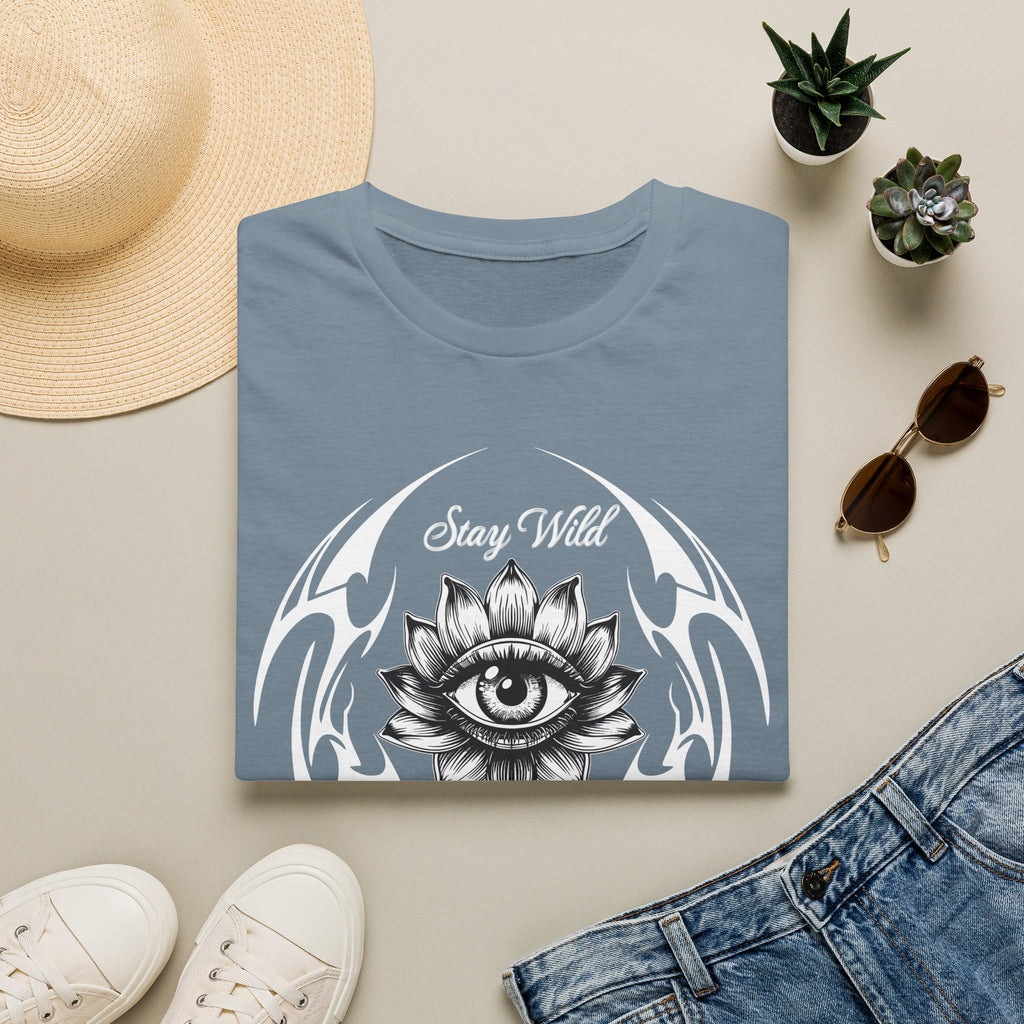 Stay Wild Midnight Moon T-Shirt — Mystical Lotus Eye Graphic Tee - Goth Tee- Dark Aesthetic T-Shirt