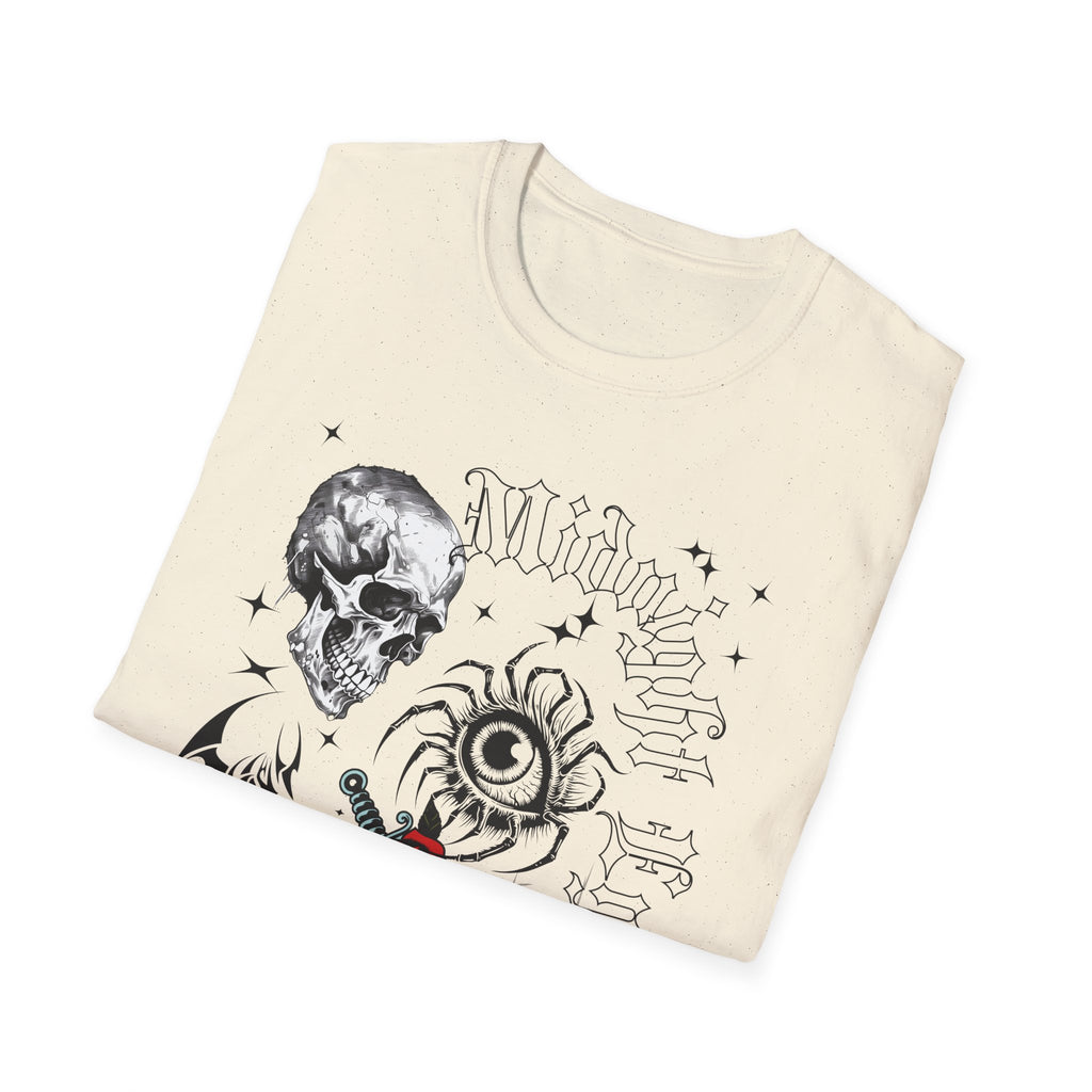Skull & Red Rose Graphic T-Shirt – Mystic Eye, Tarot - Inspired Gothic Tee - Vintage Tee - Dark Aesthetic T-Shirt - Midnight Eye, LLC