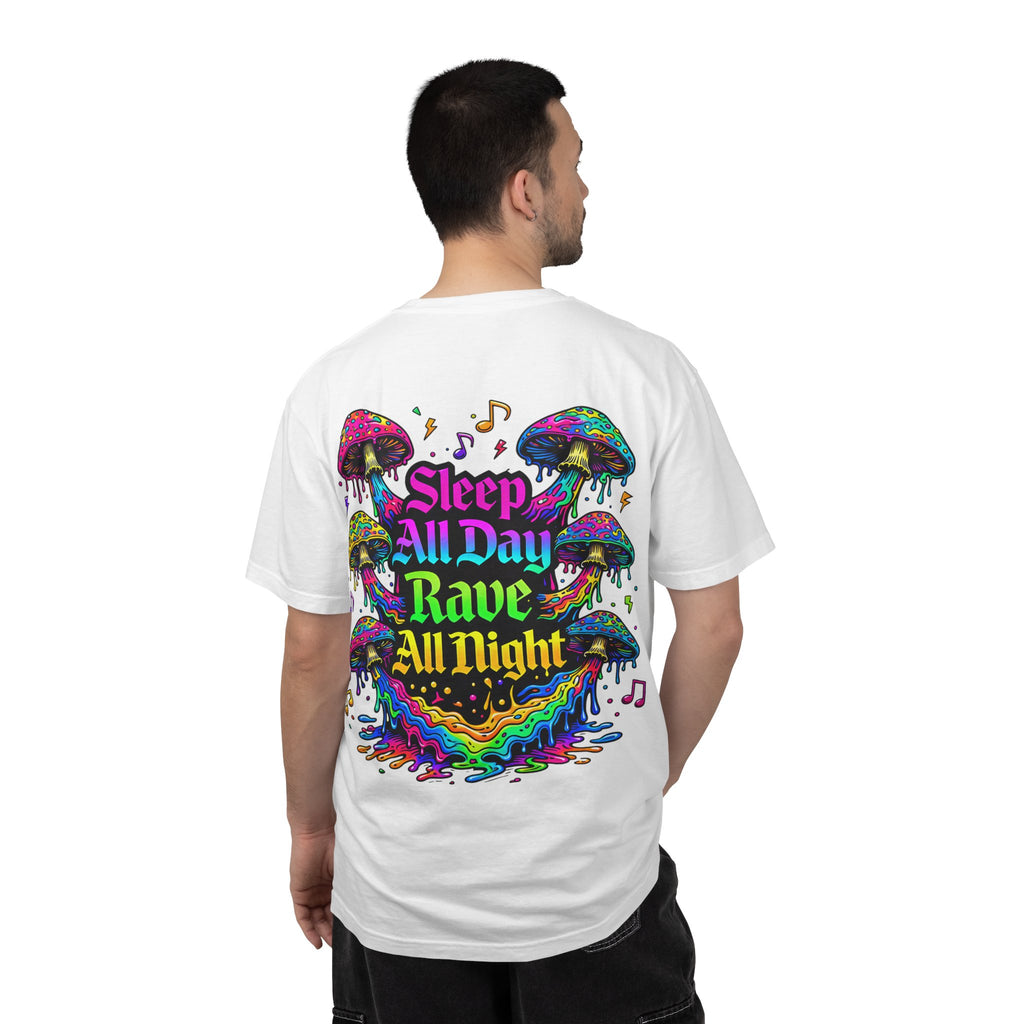 Rave Mushroom T-Shirt — “Mushroom Powered” Psychedelic Festival Tee - Midnight Eye, LLC