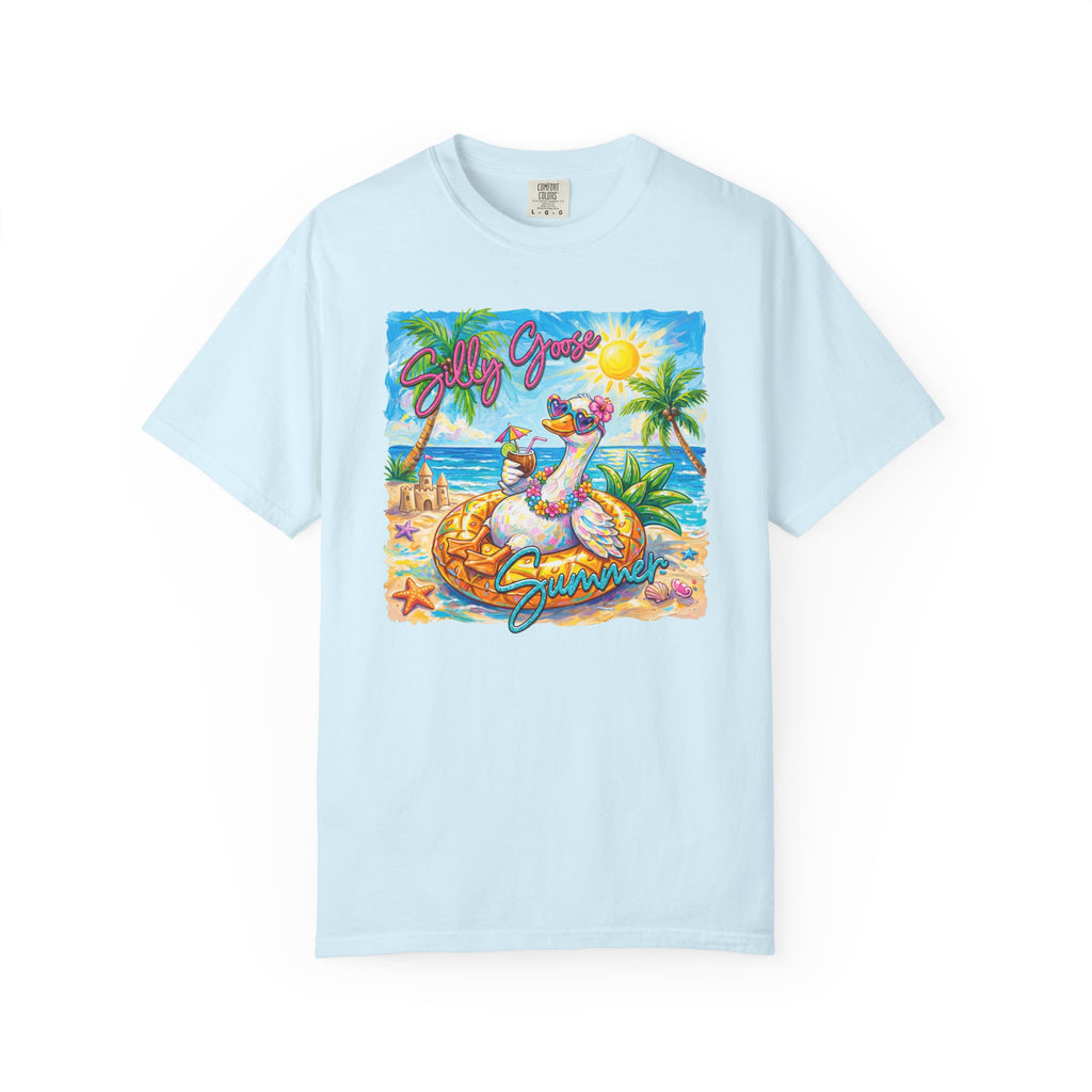 Silly Goose Summer T-Shirt - Colorful Summer Girl Tee - Beach Tee - Tropical T-Shirt - Midnight Eye, LLC
