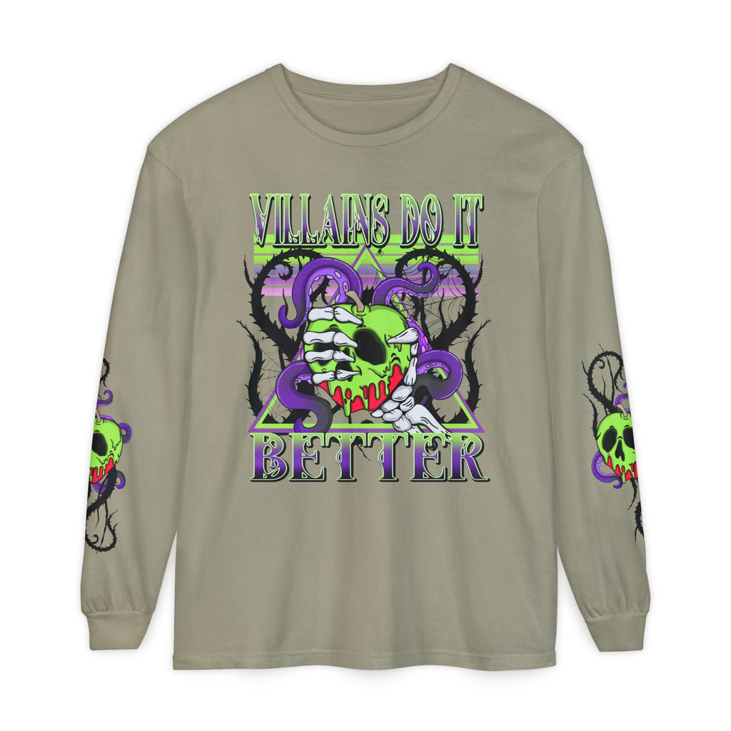 Villains Do It Better Long Sleeve Tee - Halloween Villains Graphic T-Shirt. Midnight Eye, LLC