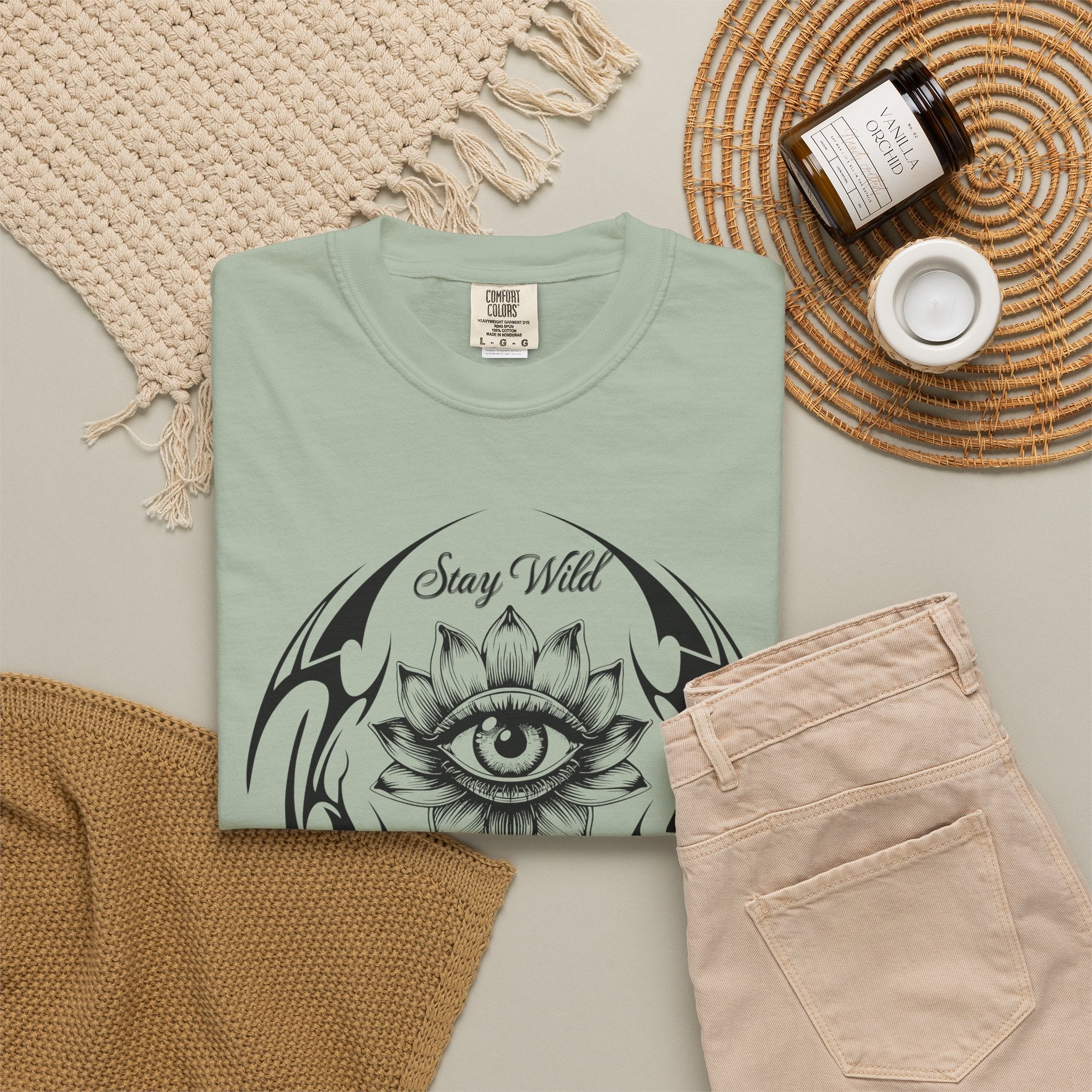 Lotus Eye Graphic T-Shirt — Cybergoth / Cyberpunk Floral Tee. Midnight Eye, LLC