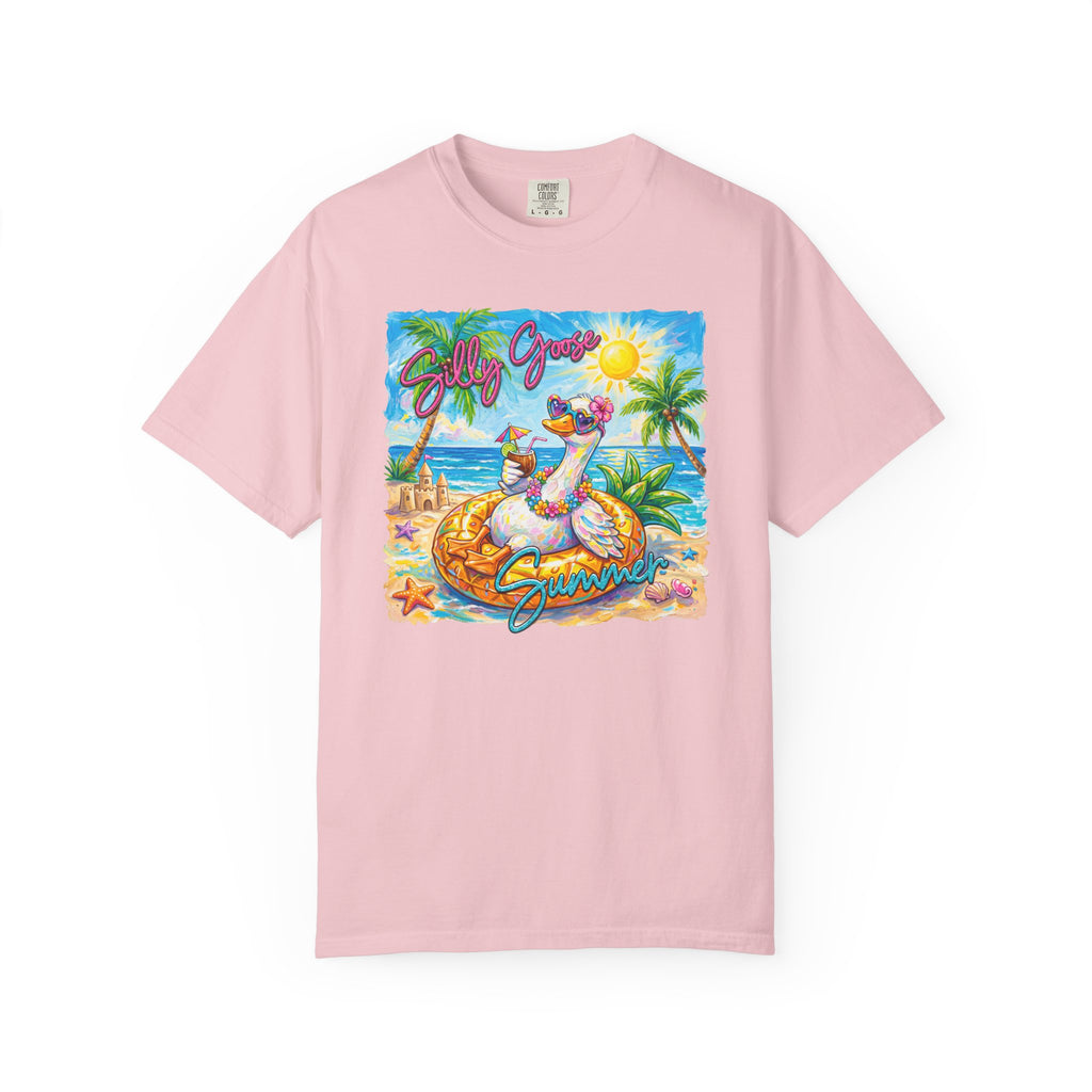 Silly Goose Summer T-Shirt - Colorful Summer Girl Tee - Beach Tee - Tropical T-Shirt - Midnight Eye, LLC