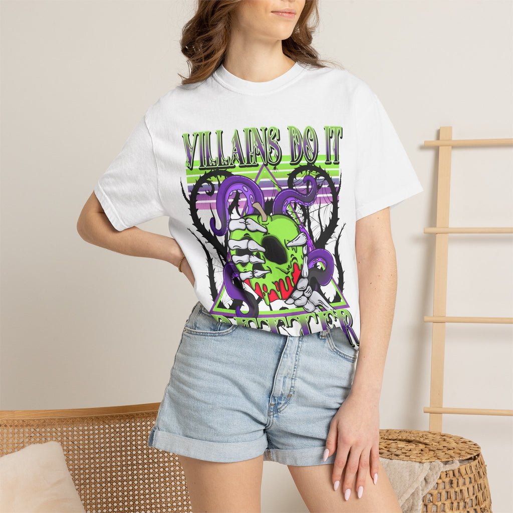 Villains Do It Better Graphic T-Shirt — Neon Monster Skull Tee. Midnight Eye, LLC